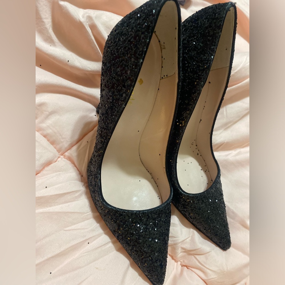 Kate Spade New York Valarie Black Glitter Pump Women 7 US Pre-Owned